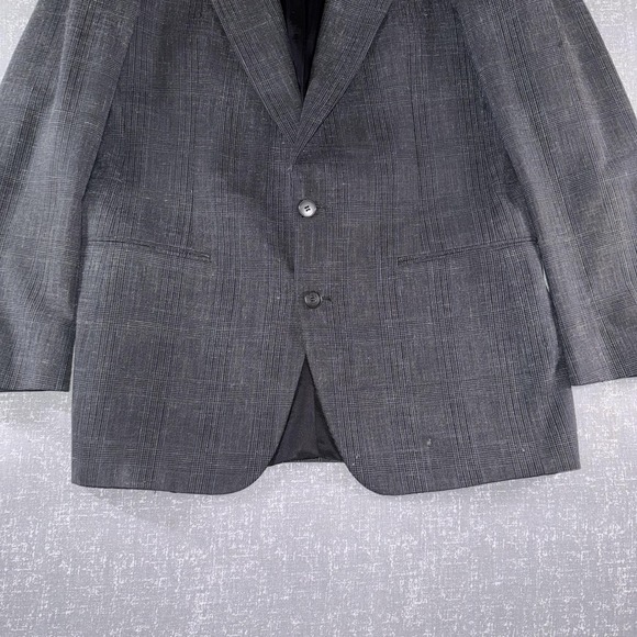 Pierre Cardin Blazer Mens 44 Gray Check Plaid Two Button Sport Coat Jacket - Picture 3 of 10